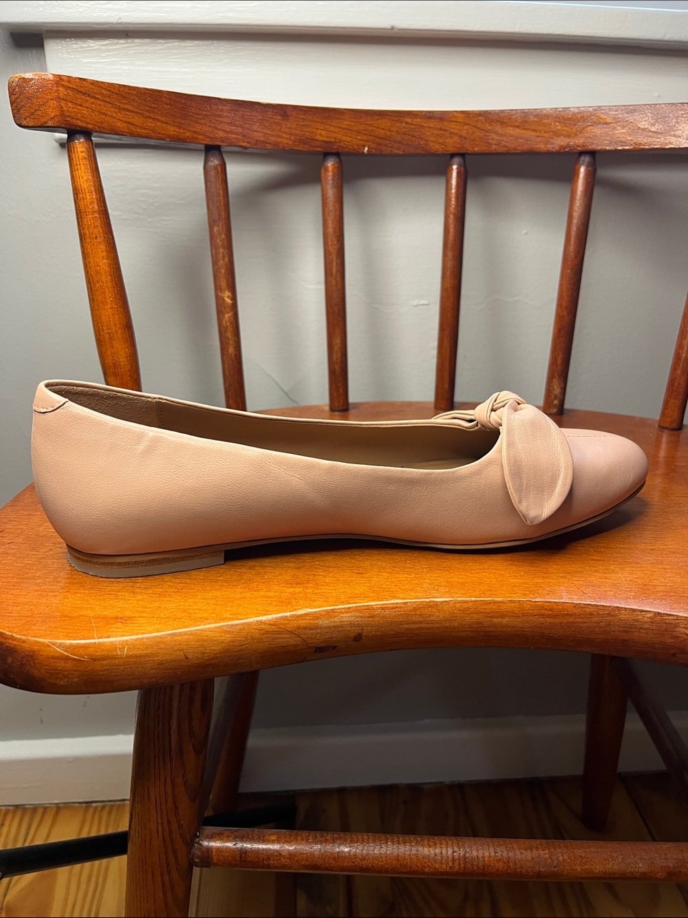 Anthropologie Pink Leather Ballet Flats Bow Detail Size 41 - Picture 4 of 11
